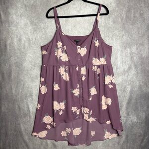 Torrid Purple Hi-Low Button-Up Camisole Tunic Size 2